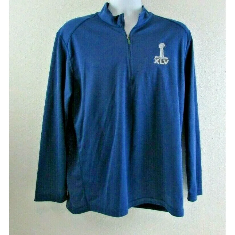 NFL Super Bowl XLV Men's Large Blue‎ Pullover 1/4 Zip North End Sport